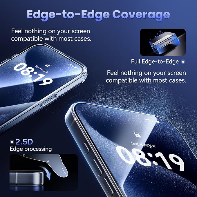 3 Pack Tempered Glass Privacy Screen Protector for iPhone 15 Pro Max 6.7 Inch Original Touch Sensitivity with Auto Alignment kit Bubble Free Case Friendly 9H Hardness