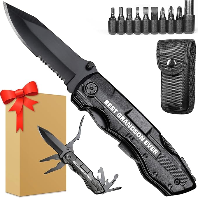 Grandpa Gifts, "BEST GRANDPA EVER" Multitool Knife, Stocking Stuffers for Grandpas, Grandpa’s Christmas Birthday Gifts Idea for Grandfather, Grandpa Fathers Day Gift, Grandpa’s Gift