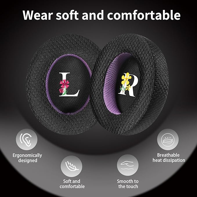 Breathable Mesh Replacement Earpads for SENNHEISER MOMENTUM3 in Black/Purple