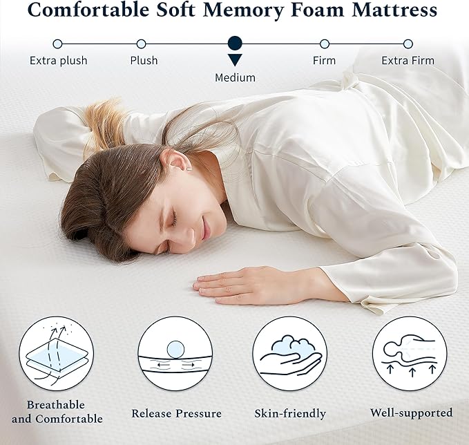 King Mattress, 10 Inch Memory Foam Mattress in a Box, Fiberglass Free King Size Mattresses for Pressure & Pain Relief, Soft and Comfortable