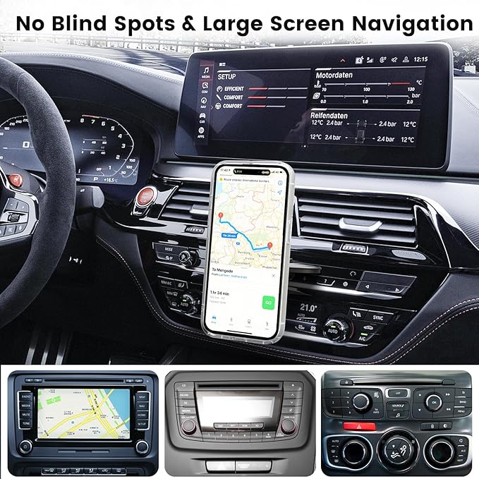 OHLPRO 15W Magsafe Car Mount Charger for iPhone 16, Fast Wireless Charging Magnetic CD Slot Holder with 3M Adhesive Base for Dashboard, Aluminum Shell, Compatible with iPhone 16/15/14 Pro Max, Black