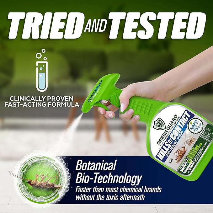 Green Guard Pest Control Spray - Indoor & Outdoor Killer of Ants, Roaches, Spiders & Other Crawling Insects, Safe Around Children & Pets, Plant-Based, Pleasant Scent (Peppermint Hit, 16oz)