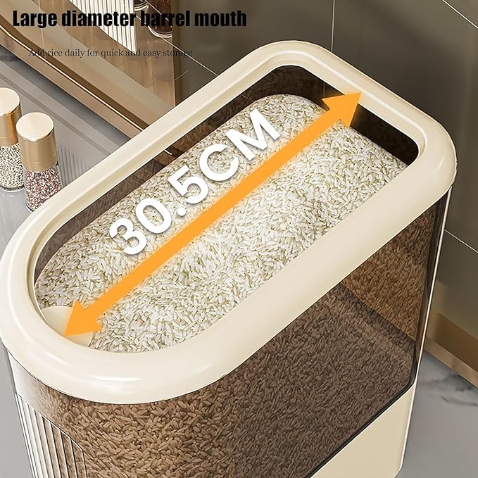 Peaoop 22LBS Rice Dispenser, Large Grain Container Storage with Lid Measuring Cylinder Household Cereal Dispenser Bucket for Kitchen Soybean Corn (22lb)