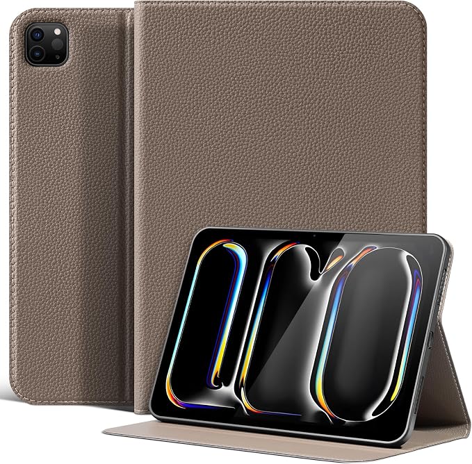 Microfiber Leather Case for iPad Pro 11 Inch (M4/M5) Black | 2024/2025 Auto Wake/Sleep slim Multiple Viewing Angles Shockproof Protective Stand