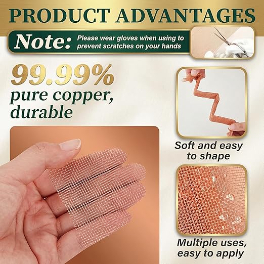 Therwen 36 Inch x 20 ft Copper Mesh Screen 99.9% Pure Copper 40 Mesh Roll Wire