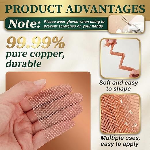 Therwen 12 Inch x 35 ft Copper Mesh Screen 99.9% Pure Copper 40 Mesh Roll Wire