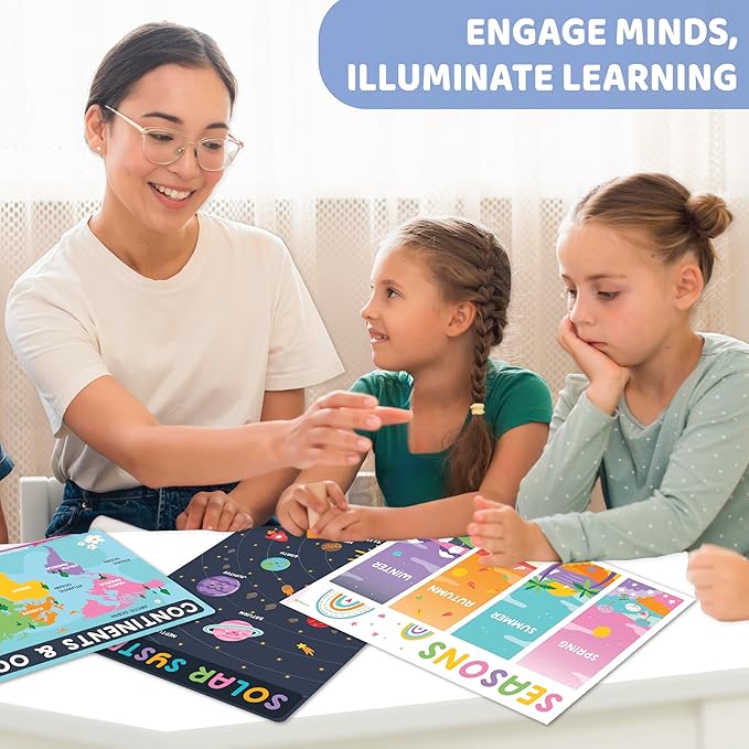 jackinthebox 20 Colorful Pre K Educational Posters for Toddlers - 12 x 17 inches Laminated, Homeschool Decorations, Preschool Posters, Classroom Posters, Easter Gift Learning Posters for Toddlers 1-3.