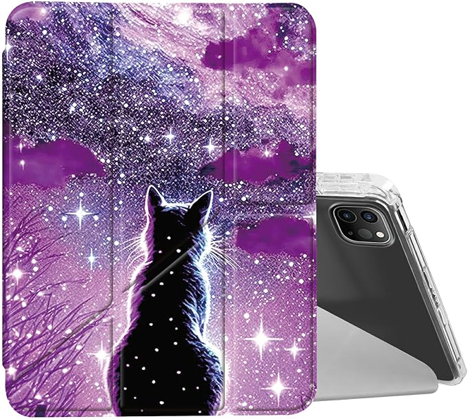 for iPad 10.2 &amp 10.5/iPad 9th/8th/7th Generation 10.2 2021 2020 2019 Case Mutil Angles Folding Y-Shaped Stand Cover with Pencil Holder Auto Wake/SleepAmerican Flag and Cow