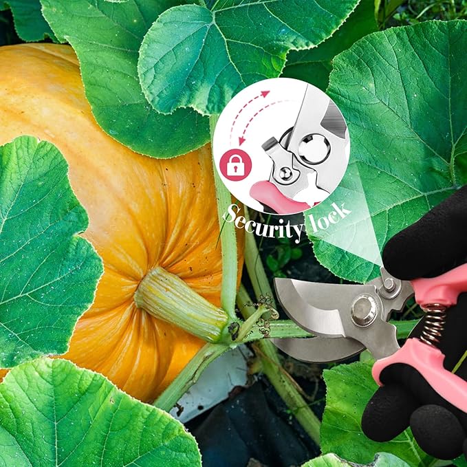 4 Packs Garden Pruning Shears Stainless Steel Blades Handheld Pruners Set with Gardening Gloves(Pink)