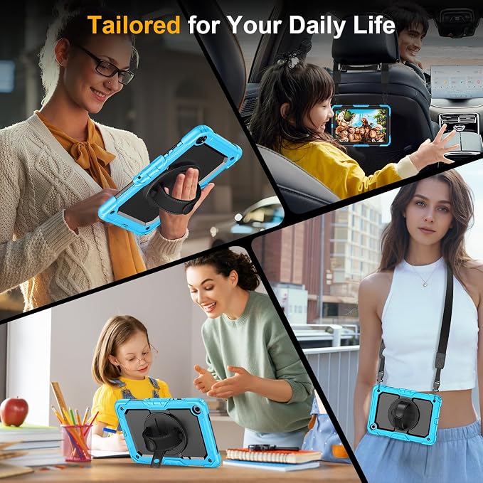 Case for Samsung Galaxy Tab A11+ Plus 11 Inch Ubearkk for Galaxy Tab A9+ Plus Case Full-Body Drop Protection Cover with Screen Protector 360° Rotating Stand and Hand/Shoulder StrapBrightblue