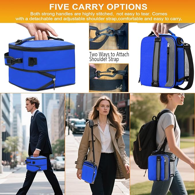 Expandable(18cans) Lunch Box Insulated Lunch bag for Men Kids Boys Teens Adult Portable Stylish Small Lunchbox With Shoulder Strap for Working Office school Picnic