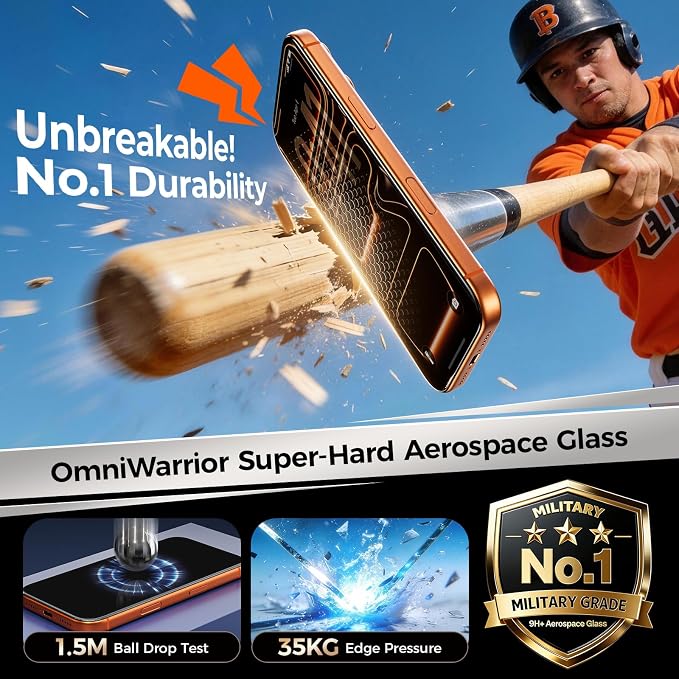 BENKS OmniWarrior for iPhone 17 Pro Max Screen Protector 3D Full Coverage Tempered Glass Shatterproof &amp Scratch Resistant Eye-Friendly HD Clarity Easy Foolproof Installation