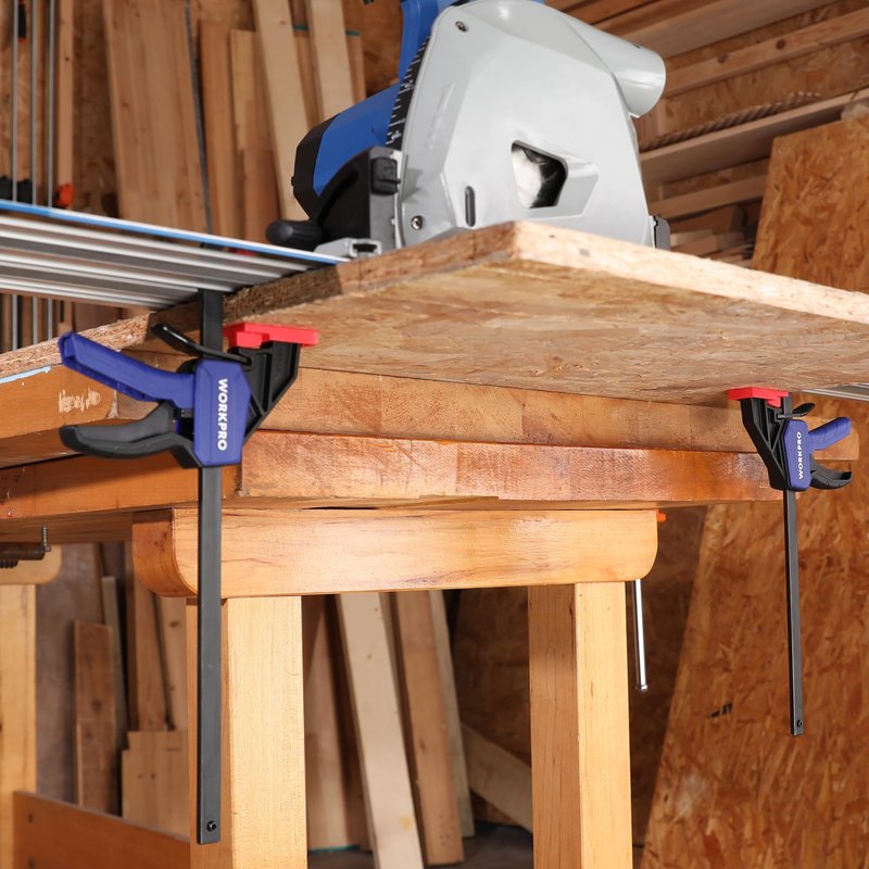 WORKPRO 9" Track Saw Clamps, Quick Release Clamp for Woodworking, Circular Saw Guide Rail System, 150lbs Load Limit x 2-1/2" Throat Depth, 2PC