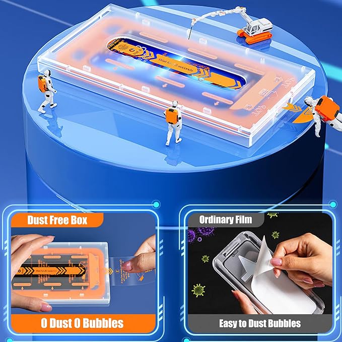 16 Pro Screen ProtectorAuto-Dust Removal Compartment With IPhone 16 Pro Screen Protector with Dust Free Chamber [Zero Bubble] 9H+Tempered Glass Films Shockproof (16 Pro)