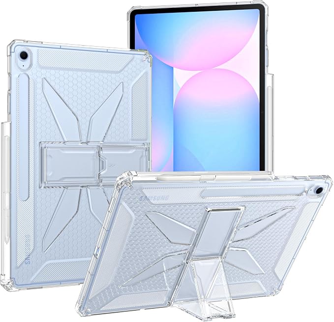 Clear Case for Samsung Galaxy Tab A11 8.7 2025 with Pencil Holder/Kickstand Soft TPU with Reinforced Corners‌ Shockproof Impact Resistant - Clear