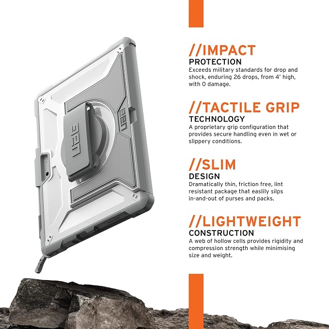 URBAN ARMOR GEAR UAG Microsoft Surface Go 4 / Surface Go 3 / Surface Go 2 / Surface Go Case [10.5-inch Screen] w/Hand Strap Outback Feather-Light Rugged Military Drop Tested Cover Black