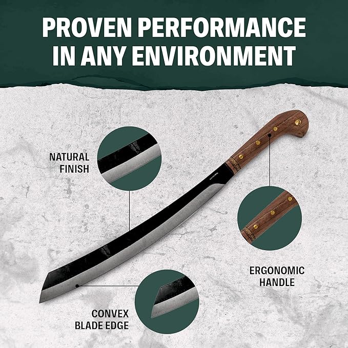 Condor Tool & Knife Duku Machete | Heavy Duty Machete Knife with Hand Crafted Welted Leather Sheath | 1075 High Carbon Steel Tactical Machete with Walnut Handle | 4.5mm Thick | 16in Blade | 30.6oz