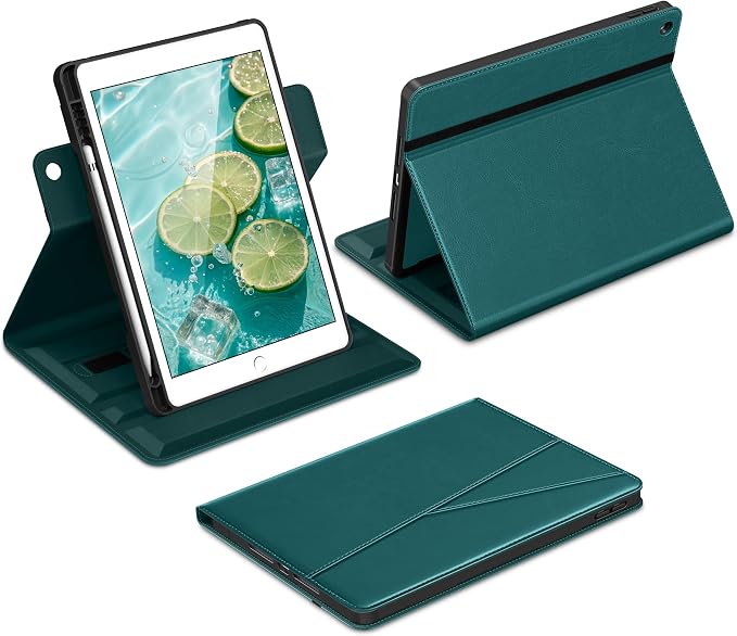 DTTO for iPad 9th/8th/7th Gen Case 10.2 Inch (2021/2020/2019) Brown | 360 Degree Rotating Premium Faux Leather Folio Stand Cover with Pencil Holder Auto Sleep/Wake Multiple Angles Hand Strap