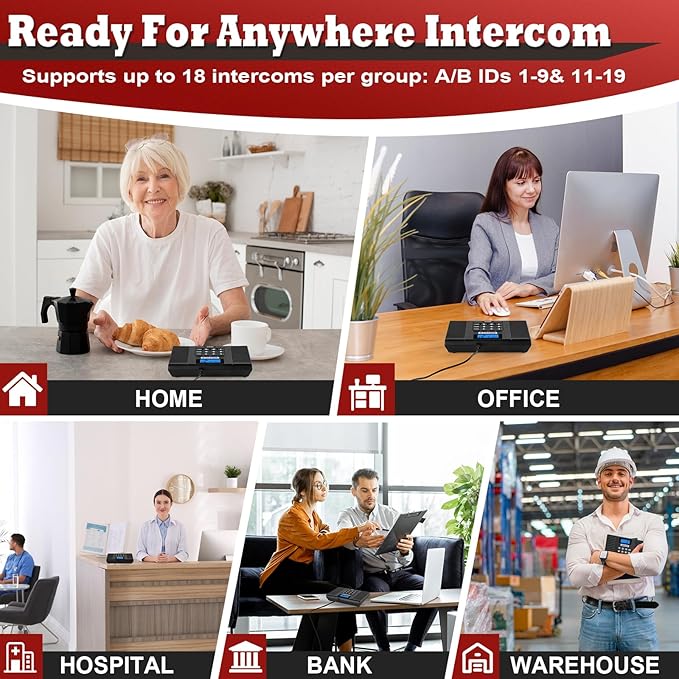 SANZUCO 60D Intercoms Wireless for Home, Full Duplex Intercom System for House/Business, 1400ft Intercoms Hands-Free Real-Time Talk, Expandable to 18 Stations, Group Call & Auto Answer (2 Stations)