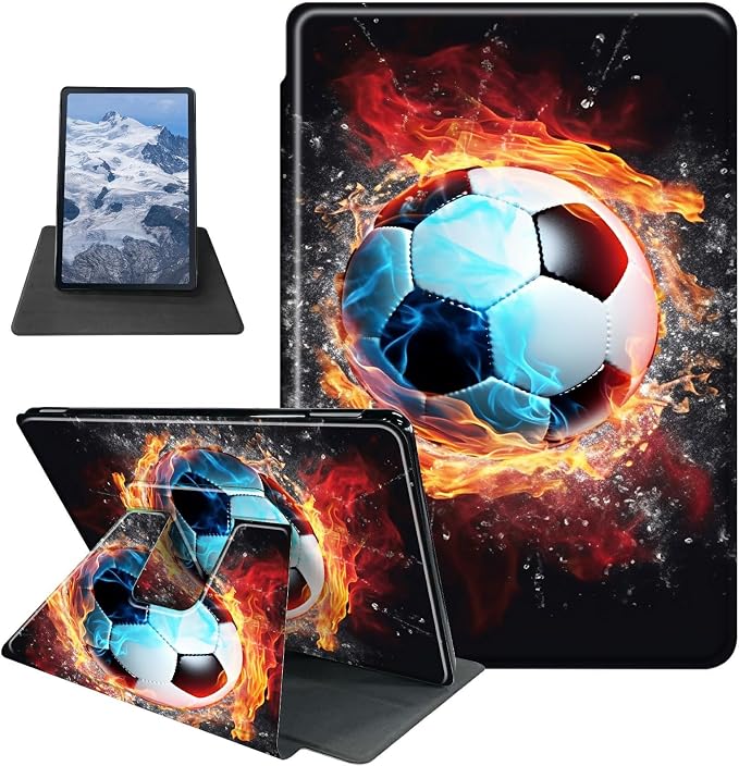 Case for Kindle Fire 7 Tablet (12th Generation 2022 Release) Baseball Theme 360 Degree Rotating Stand Protective Cover with Auto Sleep/Wake for Fire 7 2022 Tablet