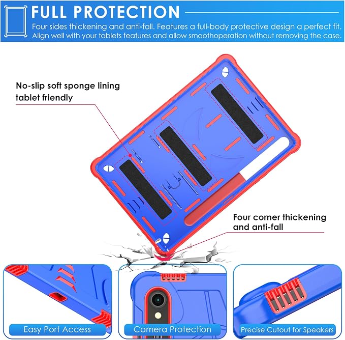 DETUOSI Case for Samsung Galaxy Tab S10 Lite / S10 FE / S9 FE 10.9-Inch with S Pen Holder + Shoulder Strap3-Layer Hybrid Heavy Duty Full-Body Shockproof4-Angle Viewing Protective Cover