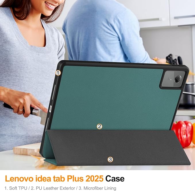 YRH for Idea Tab Pro 12.7 inch Case 2025 with Pen Holder Soft TPU Back Tablet Cover Case with Auto/Sleep (Black)
