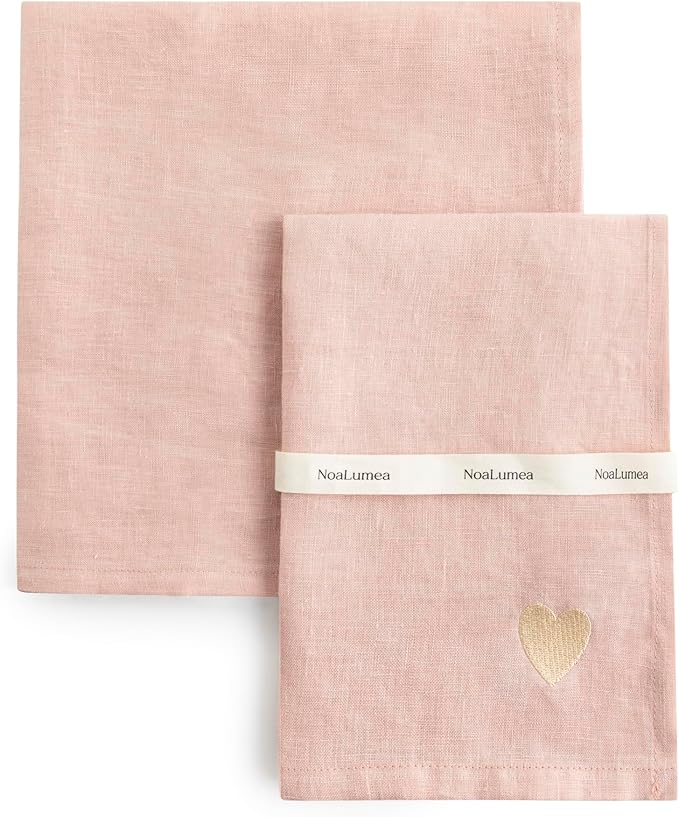 100% Linen Napkins Set of 4 - Dust Pink Cloth Dinner Napkins, Embroidered, Washable and Reusable, Elegant Table Decor for Dinner Parties & Special Occasions, 17.7 x 17.7 Inch