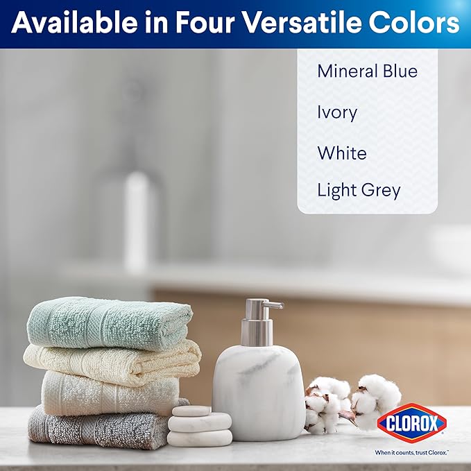 CLOROX Bleach Friendly, Quick Dry, 100% Cotton Washcloths (12" x 12"), Highly Absorbent Soft Lightweight, Ideal for Everyday Use, Easy to Wash (12 Pack, Mineral Blue)