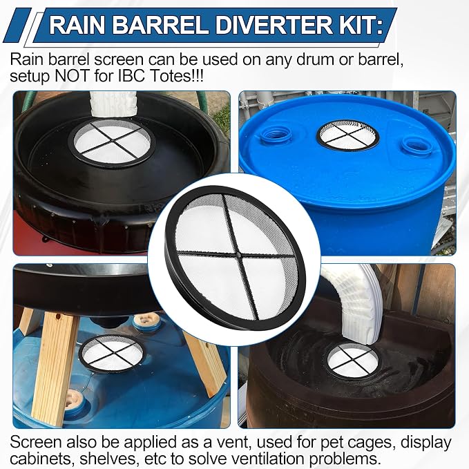 Rain Barrel Screen for Rain Barrel, 6 Inch Rain Barrel Cover for Rain Water