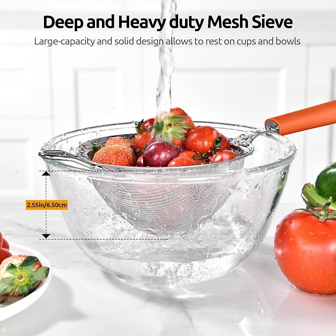 U-Taste Medium Fine Mesh Strainer: 18/8 Stainless Steel 4.73in 30 Mesh Kitchen