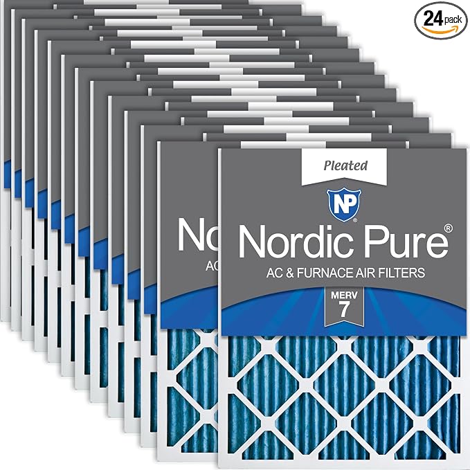 Nordic Pure 16x25x1 Pleated MERV 7 Air Filters 24 Pack