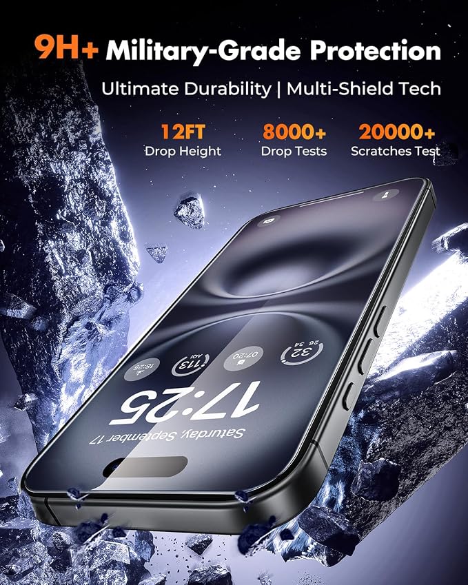 UNBREAKcable for iPhone 15 Plus Screen Protector 4+2 Pack [9H+ Military-Grade Shatterproof] [Effortless Bubble-Free Installation] Ultra HD Clarity Tempered Glass with Lens Protector Case friendly