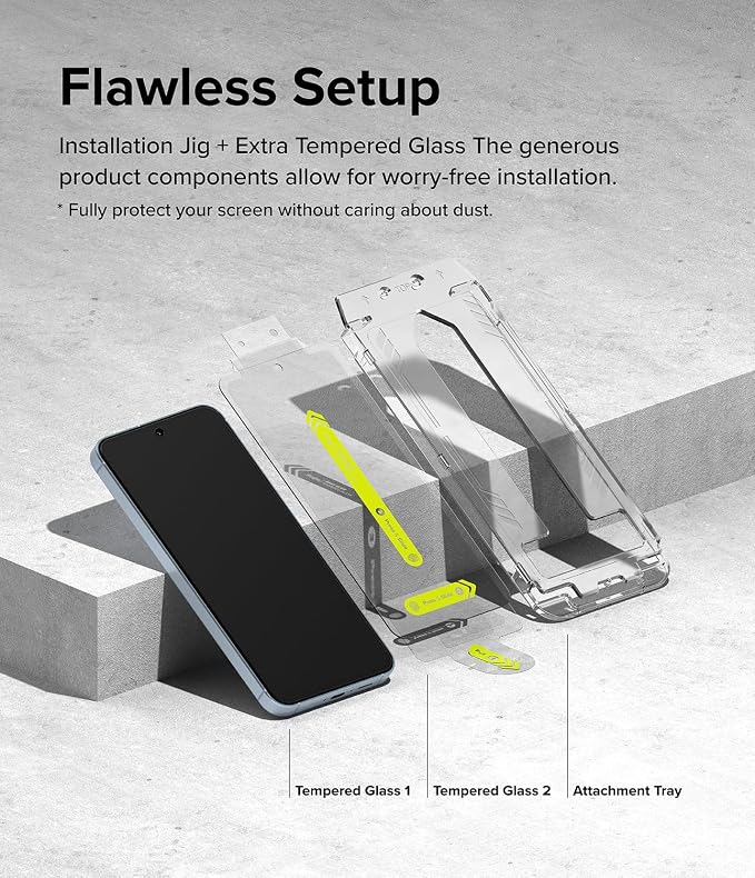 Ringke for Samsung Galaxy A35 5G Screen Protector [Easy Slide 2 Pack] | Easy Installation with Alignment Tool Case Friendly Premium 9H Hardness Tempered Glass