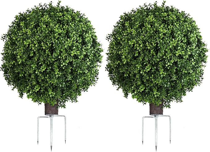 QIANYUN Artificial Boxwood Ball Bush- Faux Boxwood Decorative Balls for Backyard, Balcony,Garden, Wedding and Home Décor (2, 22inch)