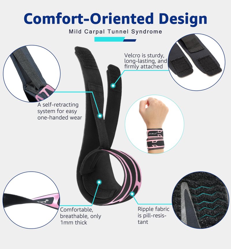 HiRui Wrist Brace Wrist Wrap for TFCC Tears, Ultra-thin Compression Wrist Strap Wrist Support for Workout Basketball Tennis Weightlifting Tendonitis Carpal Tunnel Syndrome-Adjustable (Pink, 1 Pack)