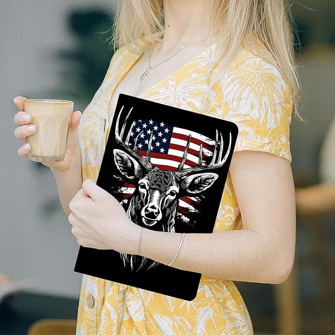 Case for Samsung Galaxy Tab A9 Plus 11 2023 Multi-Viewing Angles with Automatic Sleep/Wake Function for Samsung Galaxy A9+Tablet (SM-X210/X216/X218) American Flag Wolf
