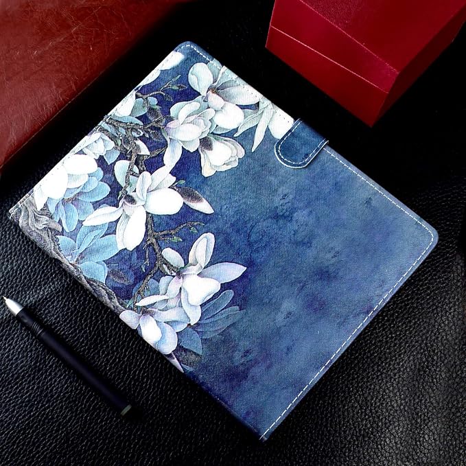 Universal 7 Inch Tablet Case Techcircle Ultra Slim Lightweight PU Leather Stand Folio Flip Wallet Protective Shell Case [Card Slots] [Magnetic Closure] for All 7 Android Tablet PC Cherry Blossom
