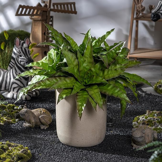 4 Pcs Artificial Greenery Stems Fake Bird Nest Fern Faux Branches Artificial Plants Realistic Fake Dracaena Realistic Plants for Indoor Outdoor Porch Patio Home Office Living Room Decor (Brown Green)