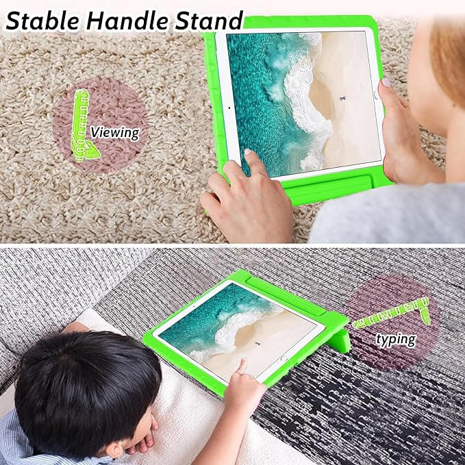 Dteck Kids Case for iPad 10.2 - Shockproof Rugged EVA Handle Stand Child Proof Case for iPad 9/8/7 Generation Black