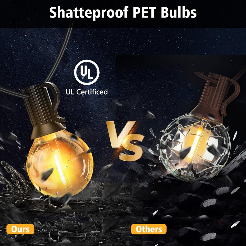echosari Outdoor String Lights with APP Control, 200FT G40 LED String Lights for Outside with 84 Shatterproof Bulbs, Hanging Patio Lights for Balcony Apartments Backyard, Bistro,Garden, Porch, Party