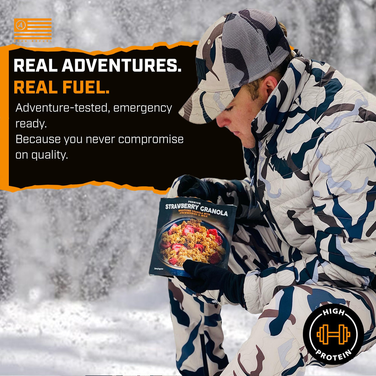 Peak Refuel Strawberry Granola 2-Pack | Freeze Dried Backpacking, Camping & Emergency Prep Food | 2 Servings Pouches