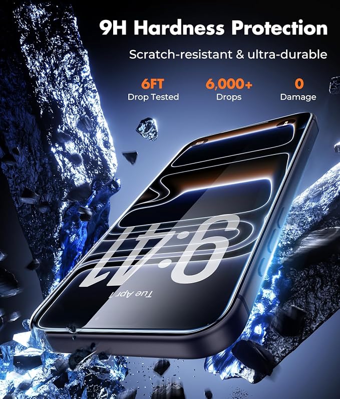 UNBREAKcable iPhone 15 Screen Protector 3-Pack Upgraded Dual-Tempered Glass + 3 Camera Lens Protectors Military-Grade 9H Hardness HD Clarity Anti-Fingerprint Case Friendly 6.1 Inch | Upgraded Du