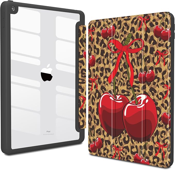Teryeefi for iPad 10.2 case 2021 20202019 Release 7th 8th 9th Generation Built in Pencil Holder - Stand-Auto Wake/Sleep TPU &amp Hard Stand Clear Back Cover for 10.2 iPad (Black Bow)