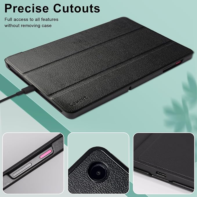 Caweet Case for T-Mobile Revvl Tab 2 10.1 Inch 2025 Released Lightweight Hard Back Shell Tri-Fold Stand Cover with Magnetic Closure Almond Blossom