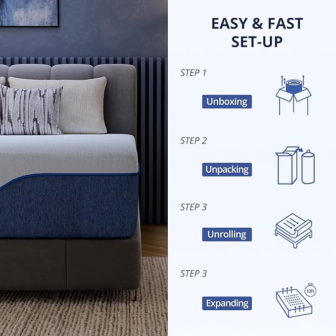 EGOHOME 14 Inch Twin Mattress, Gel Memory Foam with Charcoal, Fiberglass Free, CertiPUR-US Certified, Temperature-Regulating, Machine Washable Cover, 75" x 38" x 14", Medium