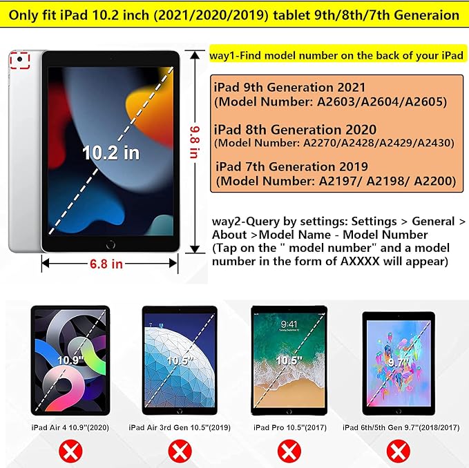 for Apple iPad 10.2 Case 2021/2020/2019 iPad 9th/8th/7th Generation Smart Cover with Pencil Holder [Auto Wake/Sleep] PU Leather Stand Folio Tri-fold Shockproof Thin Shell Colored Graffiti