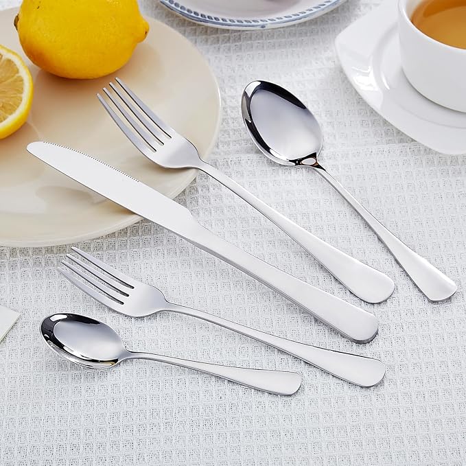 Distfeat 36-Piece Teas Spoons Set (5.6 inch), Stainless Steel Spoons Silverware, Dessert Spoons, Coffee Spoons,Table Spoon Use for Home, Kitchen and Restaurant - Mirror Polished, Dishwasher Safe