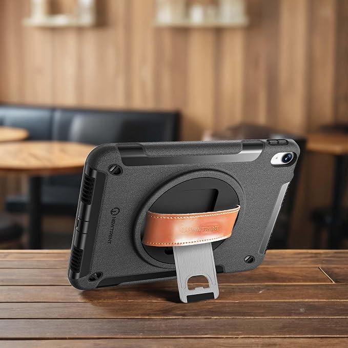 New Trent Original Rugged Case for iPad 11 (A16) 11-inch (2025) &amp iPad 10th Gen 10.9-inch (2022) | 360° Rotating Kickstand Genuine Leather Hand Strap Built-in Screen Protector Heavy-Duty Protec