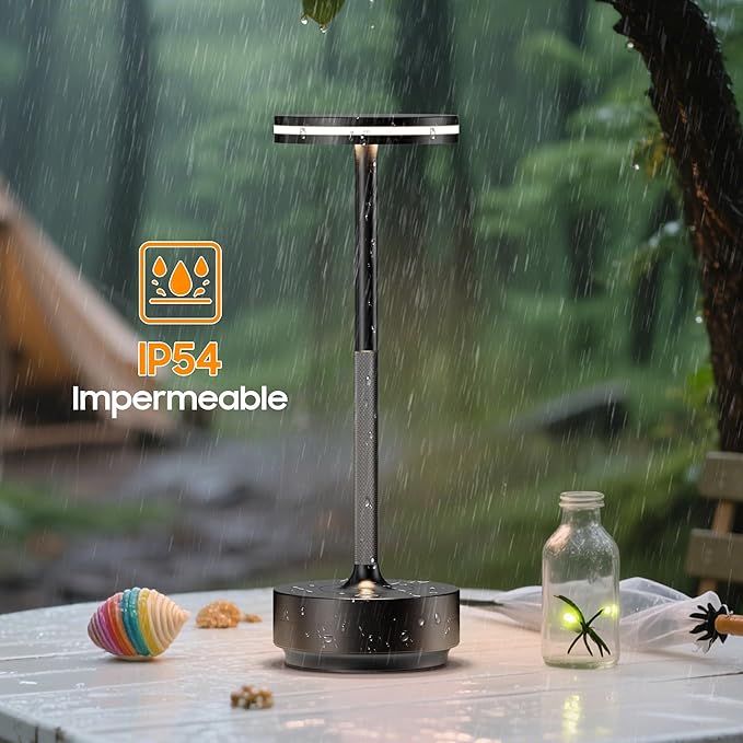 Hapfish 2 Pack Cordless Table Lamps Rechargeable, 5000mAh Battery Powered Lamp, 3 Color Modes, Dimmable, LED Table Lamps for Living Room,Outdoor, Dinner,Patio,Restaurant – Black