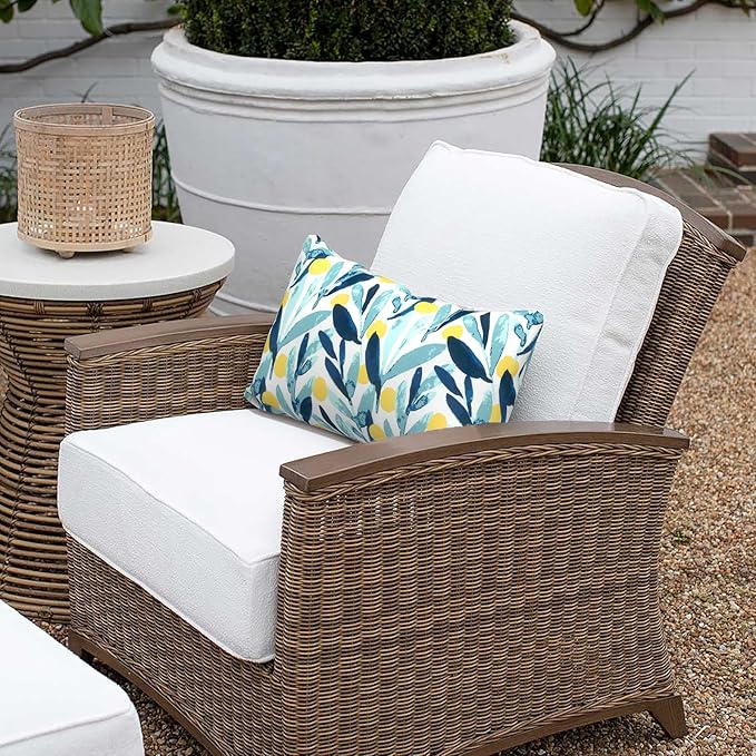 Outdoor Lumbar Pillow Covers 12”x20”, Rectangle Throw Pillow Covers for Patio Furniture, Decorative Lumbar Cushion Case for Garden Balcony Couch Office Chair, Pack of 2, Leaves Multi